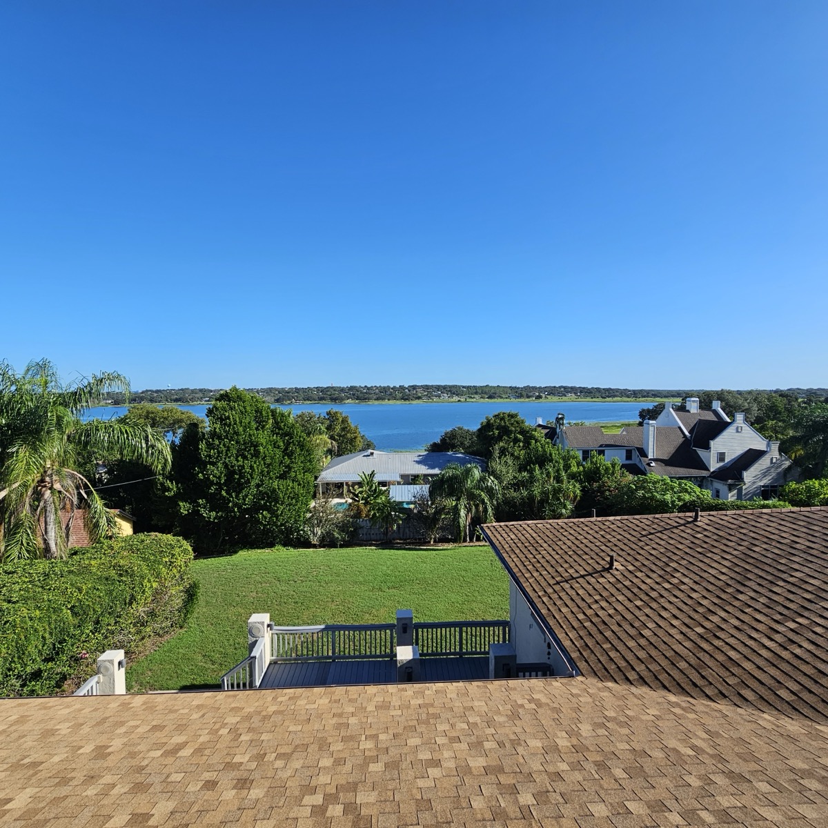 Rooftop view over Polk County lakefront homes
